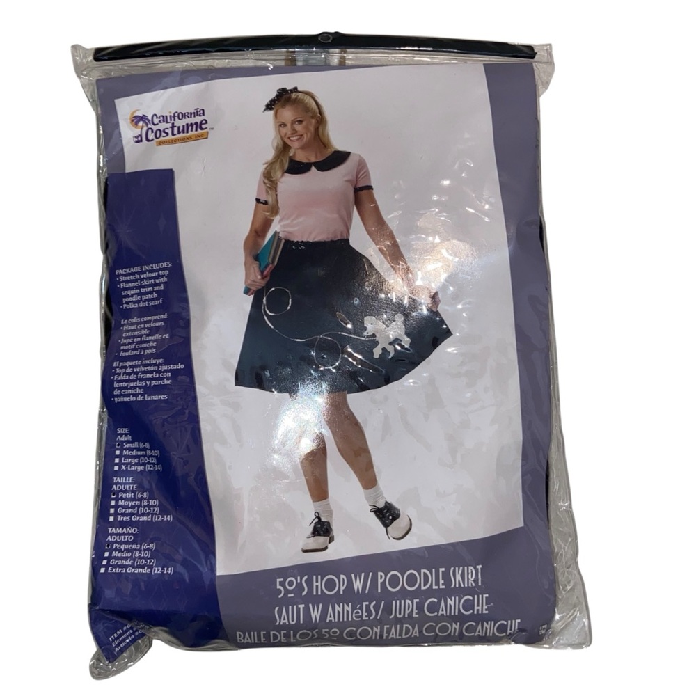 Halloween Costume Womens Small (6-8) 50’s Sock Hop Poodle Skirt Top & Scarf